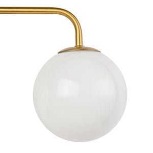 LightFixturesUSA - Mid - century Shine Opal Glass Globe Brass Vanity Light - Wall Sconce - 3 - Lt - 