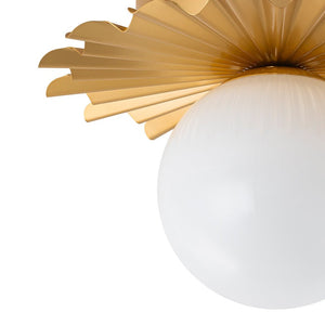 LightFixturesUSA - Mid - Century Sunburst 1 - Light Opal Glass Globe Ceiling Light - Ceiling Light - Brass - 