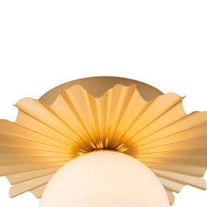 LightFixturesUSA - Mid - Century Sunburst 1 - Light Opal Glass Globe Ceiling Light - Ceiling Light - Brass - 