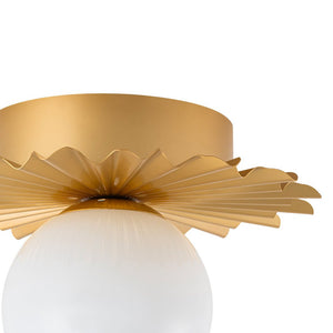 LightFixturesUSA - Mid - Century Sunburst 1 - Light Opal Glass Globe Ceiling Light - Ceiling Light - Brass - 
