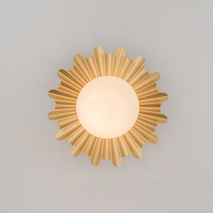 LightFixturesUSA - Mid - Century Sunburst 1 - Light Opal Glass Globe Ceiling Light - Ceiling Light - Brass - 