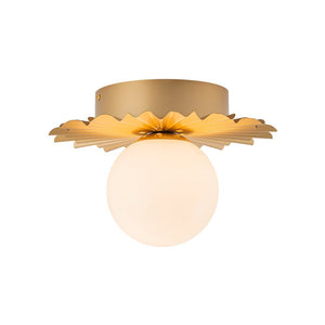 LightFixturesUSA - Mid - Century Sunburst 1 - Light Opal Glass Globe Ceiling Light - Ceiling Light - Brass - 