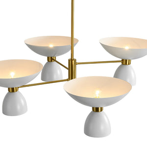 LightFixturesUSA - Mid - Century White Brass 8 - Light UP and Down Chandelier - Chandelier - 8 - Lt - 