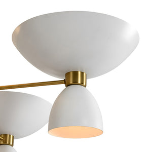 LightFixturesUSA - Mid - Century White Brass 8 - Light UP and Down Chandelier - Chandelier - 8 - Lt - 