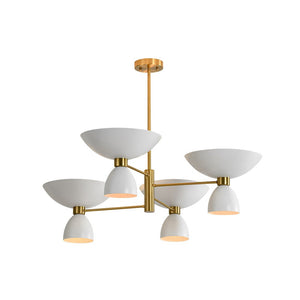 LightFixturesUSA - Mid - Century White Brass 8 - Light UP and Down Chandelier - Chandelier - 8 - Lt - 