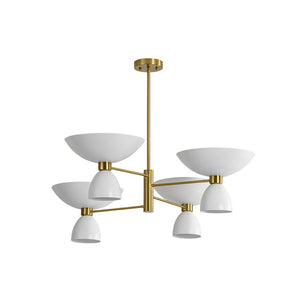 LightFixturesUSA - Mid - Century White Brass 8 - Light UP and Down Chandelier - Chandelier - 8 - Lt - 