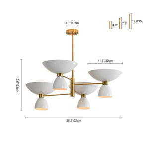 LightFixturesUSA - Mid - Century White Brass 8 - Light UP and Down Chandelier - Chandelier - 8 - Lt - 