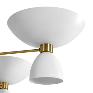 LightFixturesUSA - Mid - Century White Brass 8 - Light UP and Down Chandelier - Chandelier - 8 - Lt - 