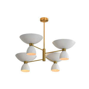 LightFixturesUSA - Mid - Century White Brass 8 - Light UP and Down Chandelier - Chandelier - 8 - Lt - 