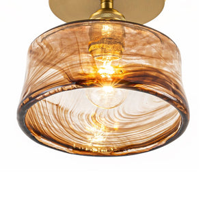 LightFixturesUSA - Mini 1 - Light Amber Swirl Glass Shade Semi Flush Mount - Ceiling Light - Saucer - 2 Packs - 