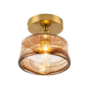 LightFixturesUSA - Mini 1 - Light Amber Swirl Glass Shade Semi Flush Mount - Ceiling Light - Saucer - 2 Packs - 