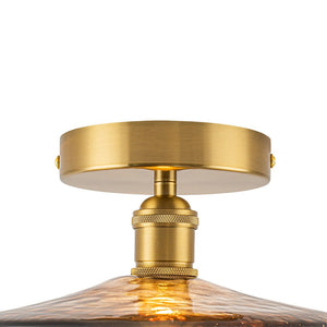 LightFixturesUSA - Mini 1 - Light Amber Swirl Glass Shade Semi Flush Mount - Ceiling Light - Saucer - 2 Packs - 