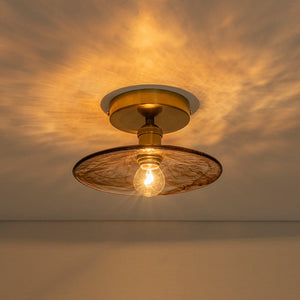 LightFixturesUSA - Mini 1 - Light Amber Swirl Glass Shade Semi Flush Mount - Ceiling Light - Saucer - 2 Packs - 