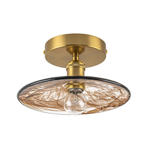LightFixturesUSA - Mini 1 - Light Amber Swirl Glass Shade Semi Flush Mount - Ceiling Light - Saucer - 2 Packs - 