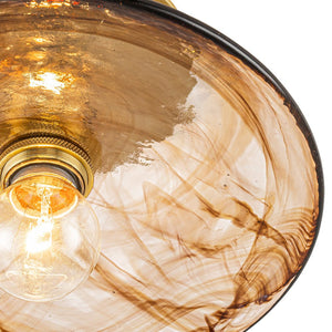 LightFixturesUSA - Mini 1 - Light Amber Swirl Glass Shade Semi Flush Mount - Ceiling Light - Saucer - 2 Packs - 