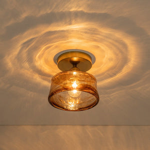 LightFixturesUSA - Mini 1 - Light Amber Swirl Glass Shade Semi Flush Mount - Ceiling Light - Saucer - 2 Packs - 