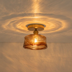 LightFixturesUSA - Mini 1 - Light Amber Swirl Glass Shade Semi Flush Mount - Ceiling Light - Saucer - 2 Packs - 