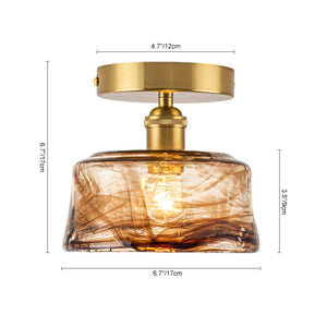 LightFixturesUSA - Mini 1 - Light Amber Swirl Glass Shade Semi Flush Mount - Ceiling Light - Saucer - 2 Packs - 