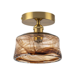 LightFixturesUSA - Mini 1 - Light Amber Swirl Glass Shade Semi Flush Mount - Ceiling Light - Saucer - 2 Packs - 