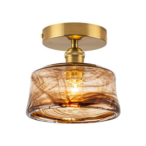 LightFixturesUSA - Mini 1 - Light Amber Swirl Glass Shade Semi Flush Mount - Ceiling Light - Saucer - 2 Packs - 