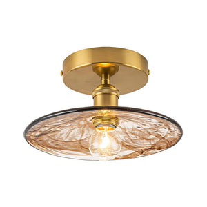 LightFixturesUSA - Mini 1 - Light Amber Swirl Glass Shade Semi Flush Mount - Ceiling Light - Saucer - 2 Packs - 