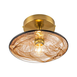 LightFixturesUSA - Mini 1 - Light Amber Swirl Glass Shade Semi Flush Mount - Ceiling Light - Saucer - 2 Packs - 