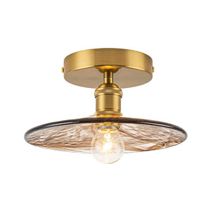 LightFixturesUSA - Mini 1 - Light Amber Swirl Glass Shade Semi Flush Mount - Ceiling Light - Saucer - 2 Packs - 