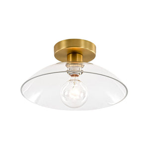 LightFixturesUSA - Minimalist 1 - Light Clear Glass Saucer Semi Flush Mount - Ceiling Light - Brass - 