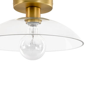 LightFixturesUSA - Minimalist 1 - Light Clear Glass Saucer Semi Flush Mount - Ceiling Light - Brass - 