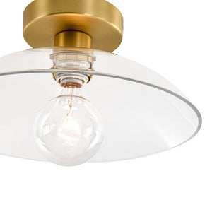 LightFixturesUSA - Minimalist 1 - Light Clear Glass Saucer Semi Flush Mount - Ceiling Light - Brass - 