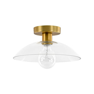 LightFixturesUSA - Minimalist 1 - Light Clear Glass Saucer Semi Flush Mount - Ceiling Light - Brass - 