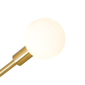 LightFixturesUSA-Minimalist 2-Light Opal Glass Globe Linear Arc Island Pendant-Chandelier-Brass-