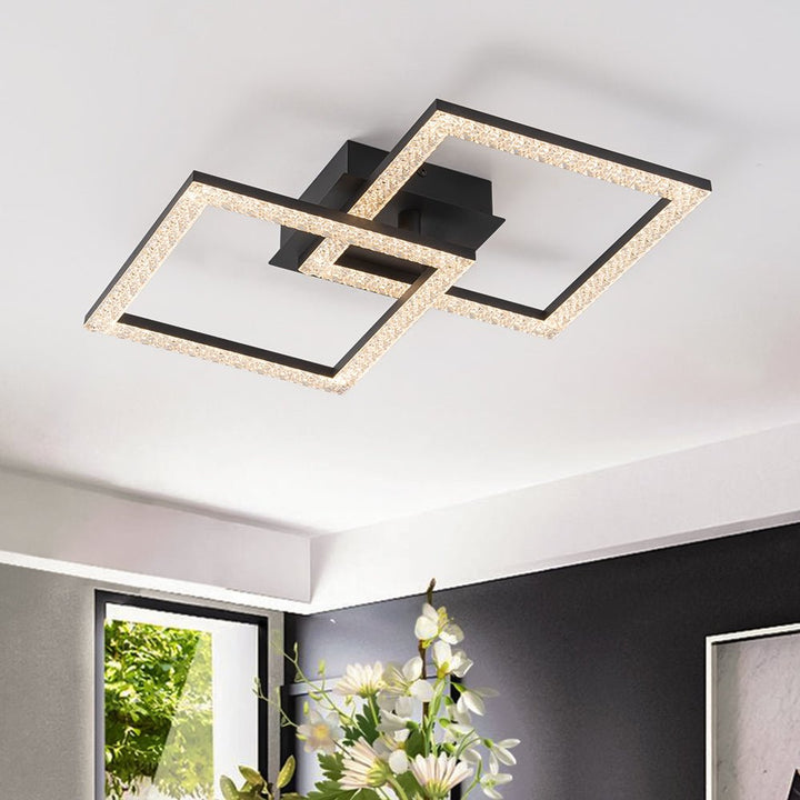 LightFixturesUSA - Minimalist 2 - light Square Dimmable LED Semi Flush Mount - Ceiling Light - Black - 