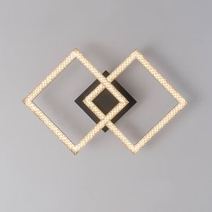 LightFixturesUSA - Minimalist 2 - light Square Dimmable LED Semi Flush Mount - Ceiling Light - Black - 