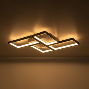 LightFixturesUSA - Minimalist 4 - light Rectangular Dimmable LED Semi Flush Mount - Ceiling Light - Black - 