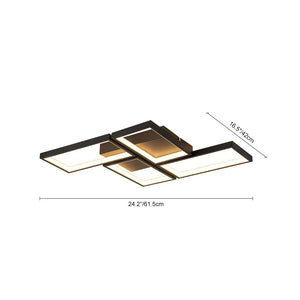 LightFixturesUSA - Minimalist 4 - light Rectangular Dimmable LED Semi Flush Mount - Ceiling Light - Black - 