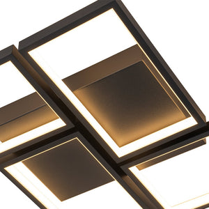 LightFixturesUSA - Minimalist 4 - light Rectangular Dimmable LED Semi Flush Mount - Ceiling Light - Black - 