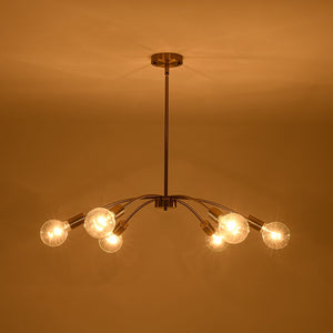 LightFixturesUSA - Minimalist 6 - Light Metal Round Sputnik Swoop Chandelier - Chandelier - Brass - 
