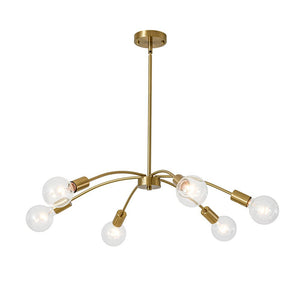 LightFixturesUSA - Minimalist 6 - Light Metal Round Sputnik Swoop Chandelier - Chandelier - Brass - 