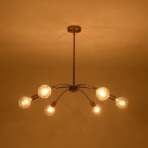 LightFixturesUSA - Minimalist 6 - Light Metal Round Sputnik Swoop Chandelier - Chandelier - Brass - 