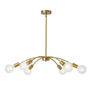 LightFixturesUSA - Minimalist 6 - Light Metal Round Sputnik Swoop Chandelier - Chandelier - Brass - 