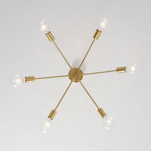 LightFixturesUSA - Minimalist 6 - Light Metal Round Sputnik Swoop Chandelier - Chandelier - Brass - 