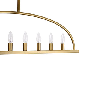 LightFixturesUSA - Minimalist 8 - Light Brass Candle Style Linear Island Chandelier - Chandelier - Brass - 