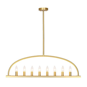 LightFixturesUSA - Minimalist 8 - Light Brass Candle Style Linear Island Chandelier - Chandelier - Brass - 