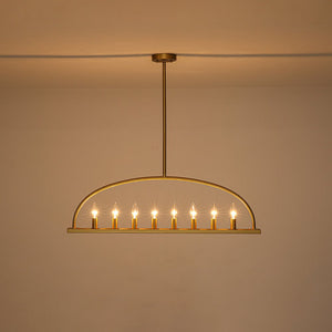 LightFixturesUSA - Minimalist 8 - Light Brass Candle Style Linear Island Chandelier - Chandelier - Brass - 