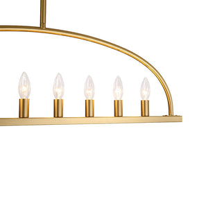 LightFixturesUSA - Minimalist 8 - Light Brass Candle Style Linear Island Chandelier - Chandelier - Brass - 