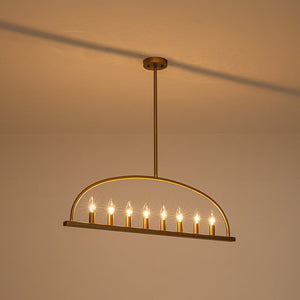 LightFixturesUSA - Minimalist 8 - Light Brass Candle Style Linear Island Chandelier - Chandelier - Brass - 