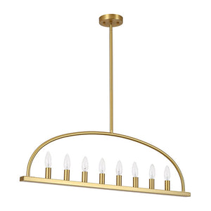 LightFixturesUSA - Minimalist 8 - Light Brass Candle Style Linear Island Chandelier - Chandelier - Brass - 