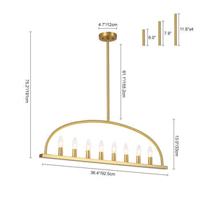 LightFixturesUSA - Minimalist 8 - Light Brass Candle Style Linear Island Chandelier - Chandelier - Brass - 