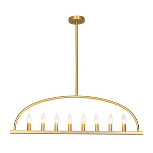 LightFixturesUSA - Minimalist 8 - Light Brass Candle Style Linear Island Chandelier - Chandelier - Brass - 